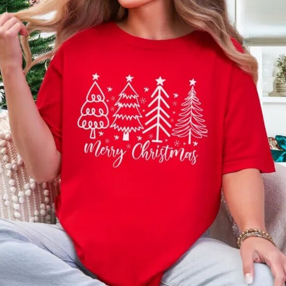 Tops - Christmas Tree Shirt, Retro Graphic Christmas Tee, Gift For Christmas
